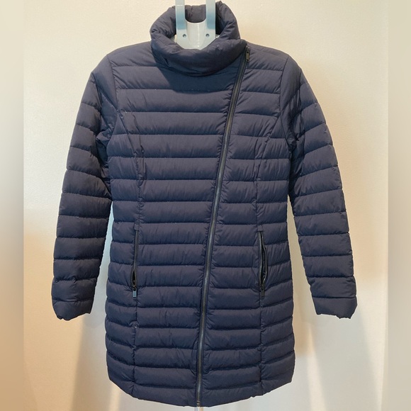 Aritzia Babaton Reza Navy Quilted 100% Goose Down Puffer Jacket Fisherman Scandi - Picture 2 of 12